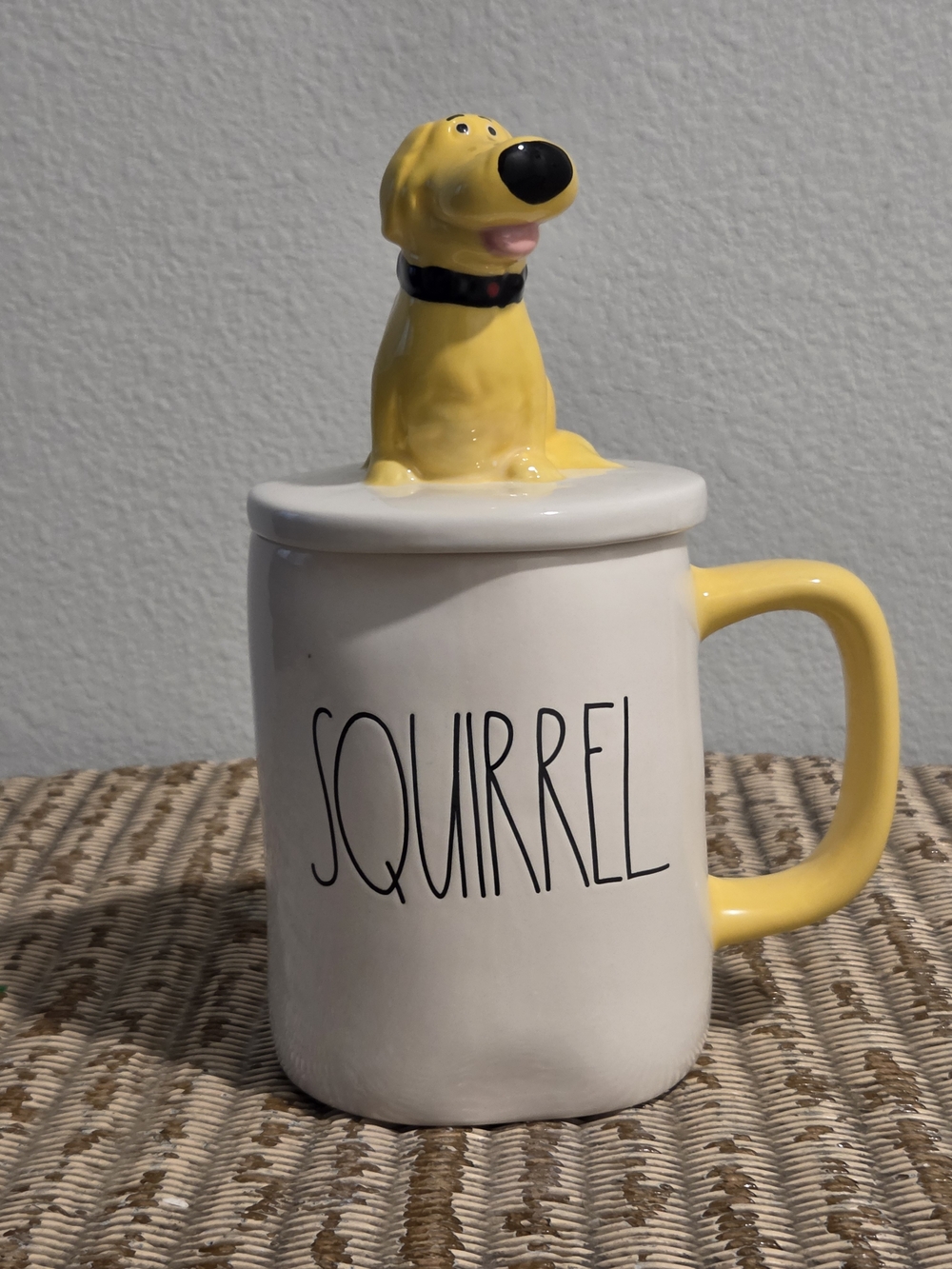 Rae Dunn White Ceramic Squirrel Mug From The Movie UP. Featuring Doug. Lid Too